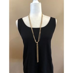 White House Black Market Multi Strand Gold Tone Long Tassel Necklace